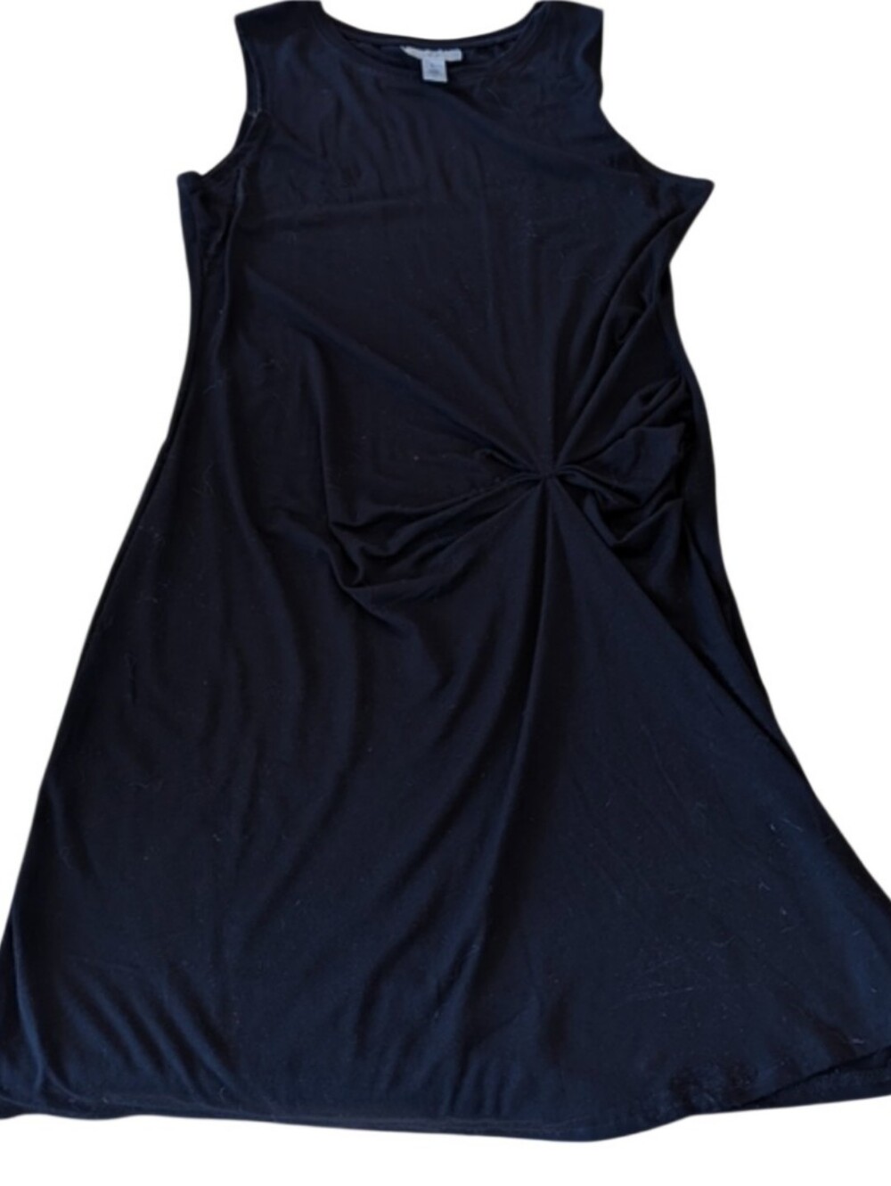 Black Sleeveless Dress With Waist Side Rouching.